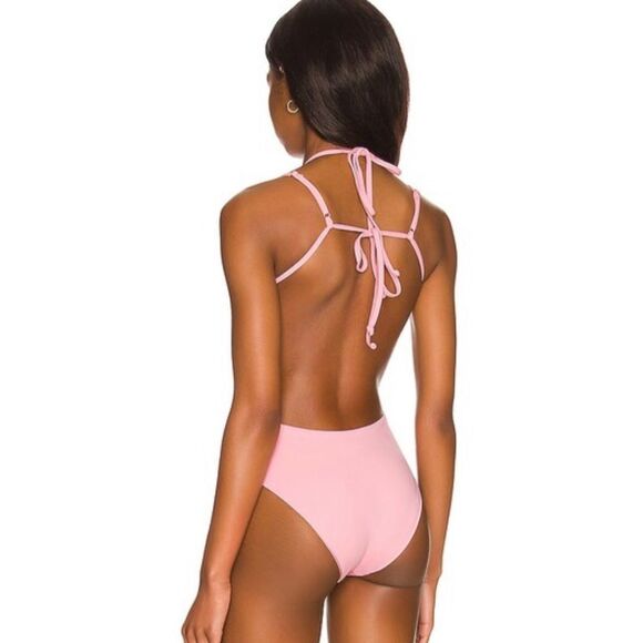 42 NWT 195.00 RevolveWeWoreWhat Ruched Cup Tie One Piece Baby Pink XL - Picture 5 of 8